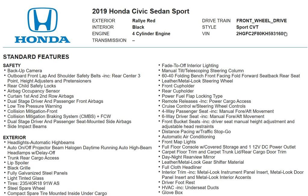 Used 2019 Honda Civic Sport image 17