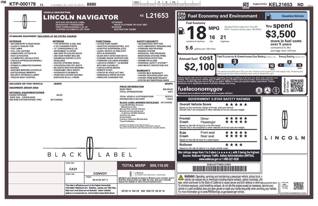 Used 2019 Lincoln Navigator Black Label w/ Cargo Package image 33