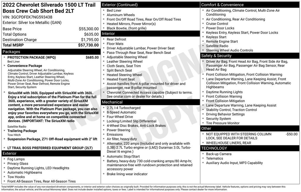 Used 2022 Chevrolet Silverado 1500 LT Trail Boss w/ Protection Package AWD/4WD image 4