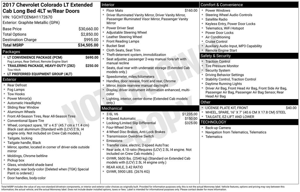 Used 2017 Chevrolet Colorado LT w/ LT Convenience Package AWD/4WD image 7