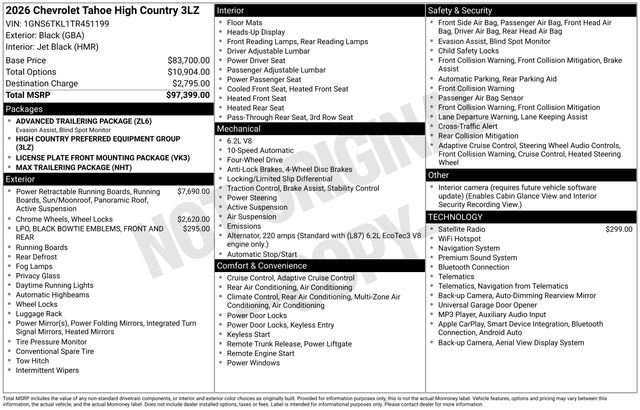 New 2026 Chevrolet Tahoe High Country AWD/4WD image 4
