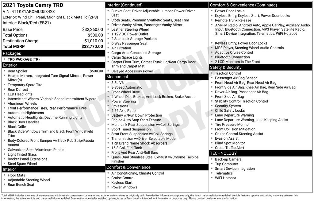 Used 2021 Toyota Camry TRD image 6