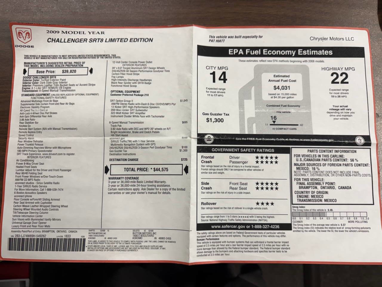 Used 2009 Dodge Challenger SRT8 w/ SRT Option Group II RWD image 68