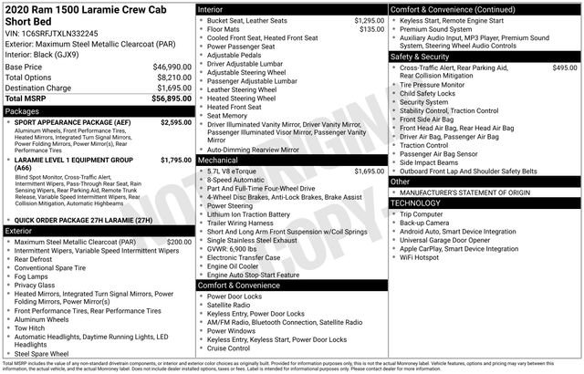 Used 2020 RAM 1500 Laramie w/ Sport Appearance Package AWD/4WD image 42