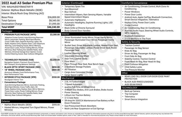 Used 2022 Audi A3 2.0T Premium Plus w/ Premium Plus Package image 1