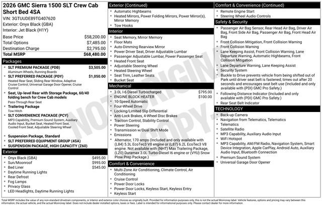 Used 2026 GMC Sierra 1500 SLT w/ SLT Premium Package AWD/4WD image 47