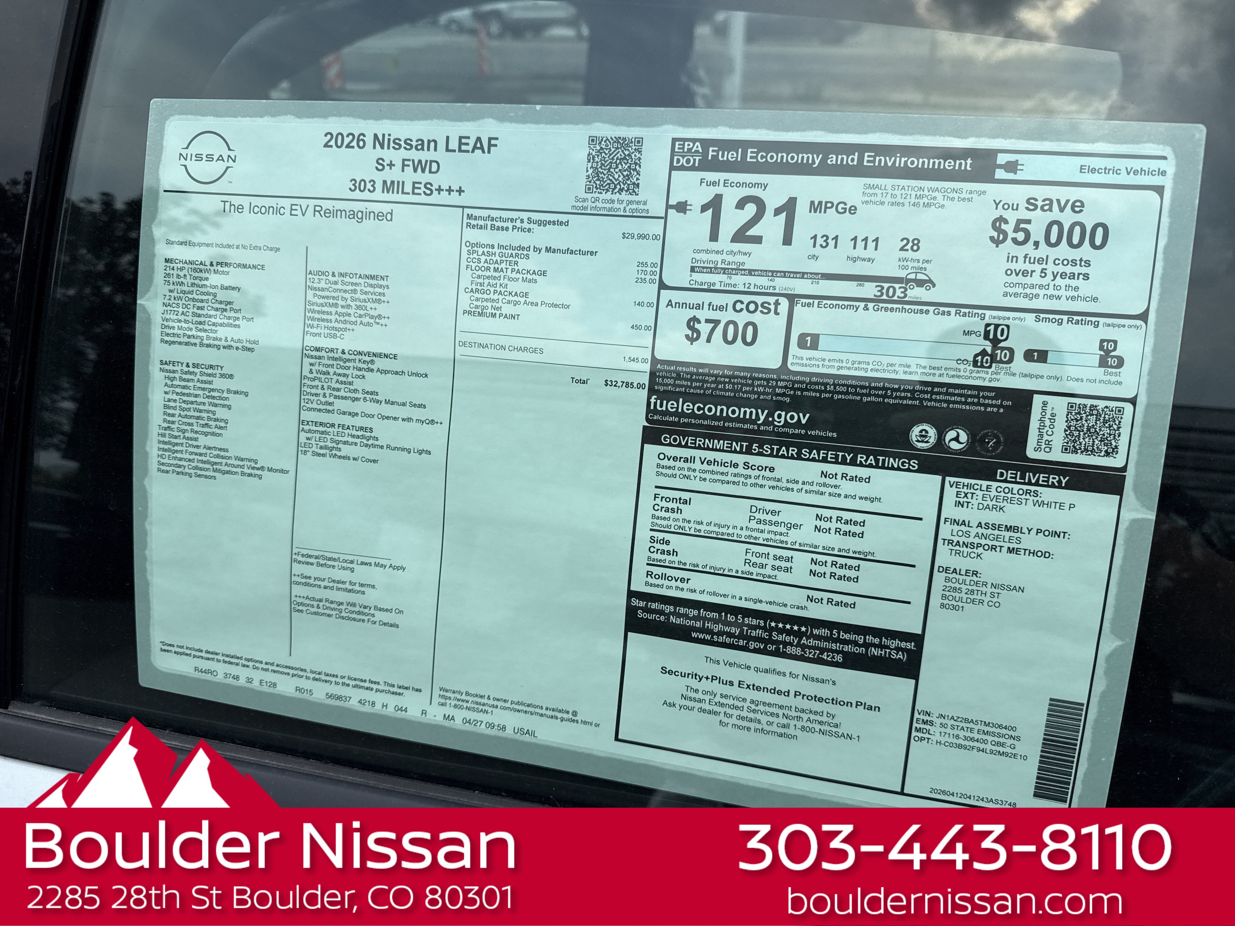 New 2026 Nissan Leaf w/ Floor Mat Package (S+) FWD image 4