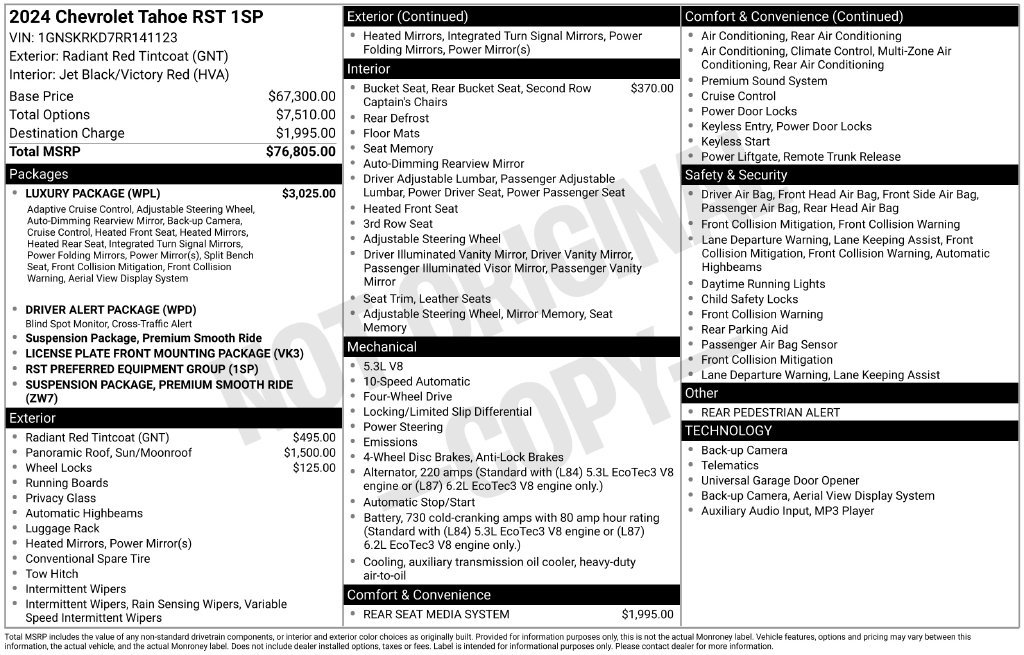 Used 2024 Chevrolet Tahoe RST w/ Luxury Package AWD/4WD image 33