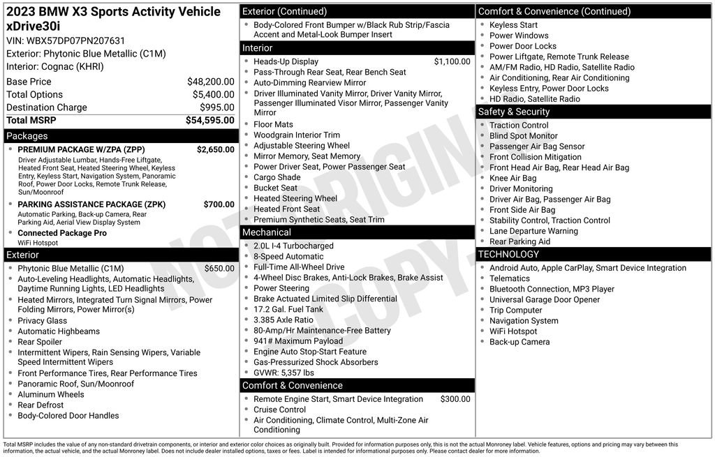 Used 2023 BMW X3 xDrive30i w/ Premium Package w/ZPA image 3