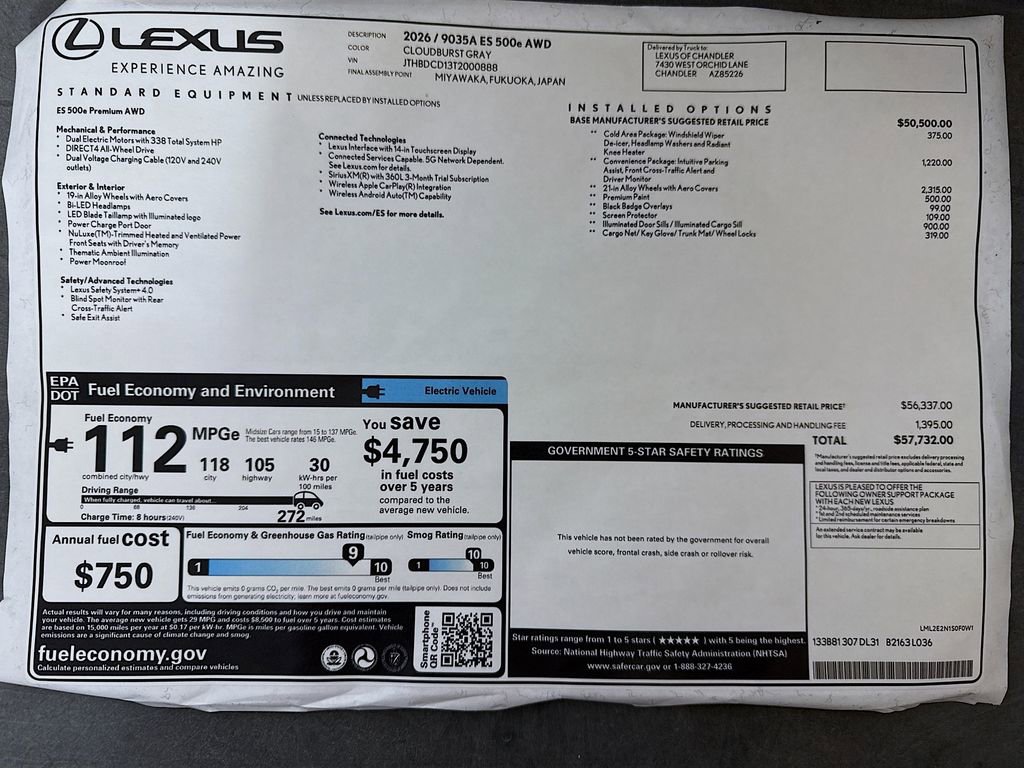 New 2026 Lexus ES 500e AWD/4WD image 9