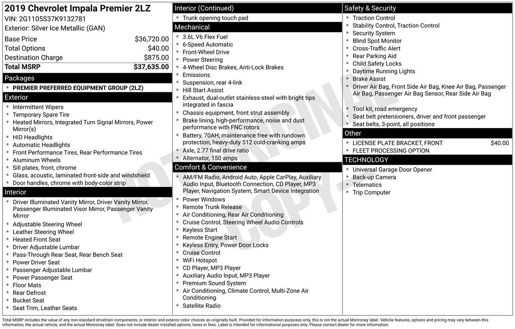 Used 2019 Chevrolet Impala Premier image 17