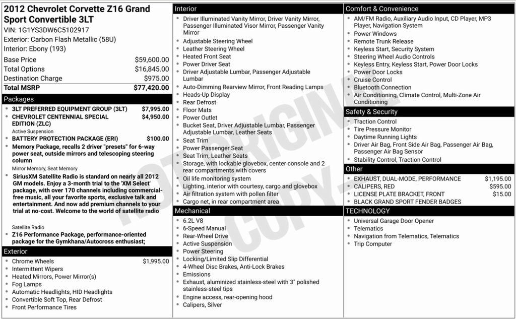 Used 2012 Chevrolet Corvette Grand Sport w/ 3LT Preferred Equipment Group image 2