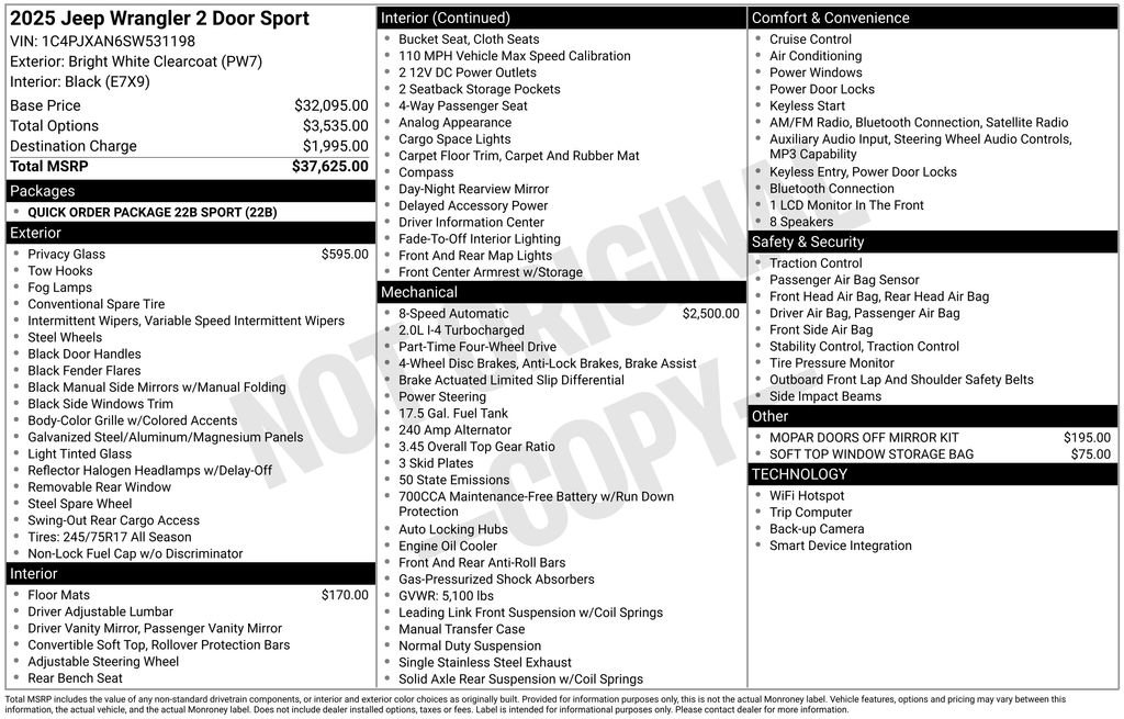 Used 2025 Jeep Wrangler Sport AWD/4WD image 33