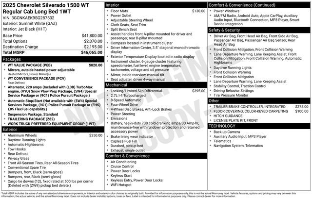 New 2025 Chevrolet Silverado 1500 W/T w/ WT Value Package image 18