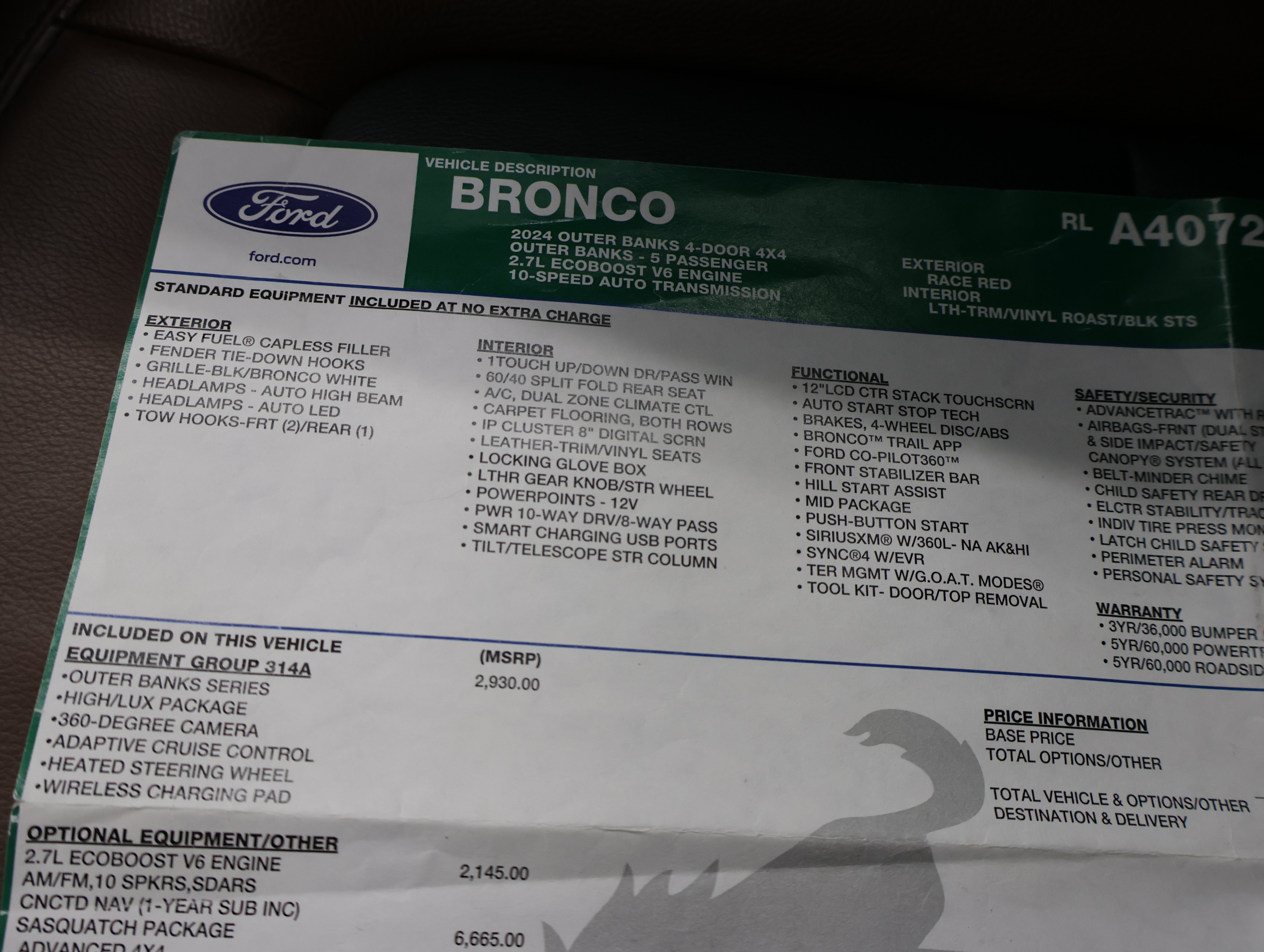 Used 2024 Ford Bronco Outer Banks w/ Sasquatch Package AWD/4WD image 62