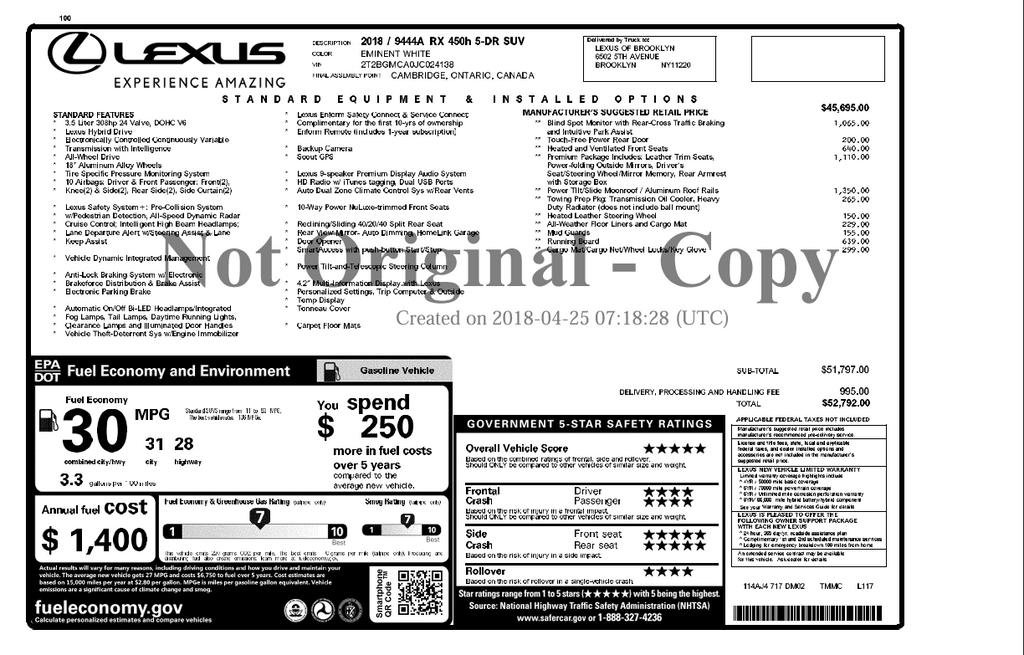 Used 2018 Lexus RX 450h AWD w/ Premium Package image 3