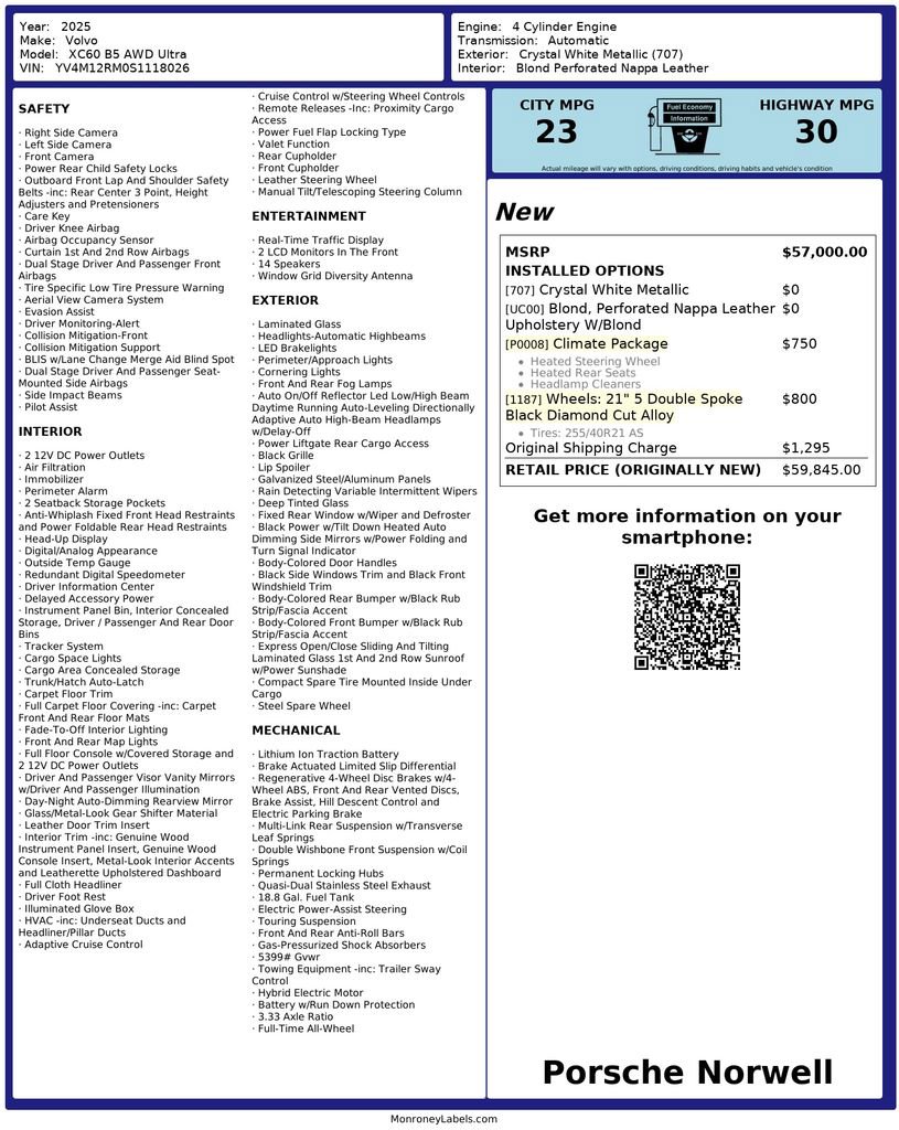 Used 2025 Volvo XC60 B5 Ultra w/ Protection Package Premier image 6