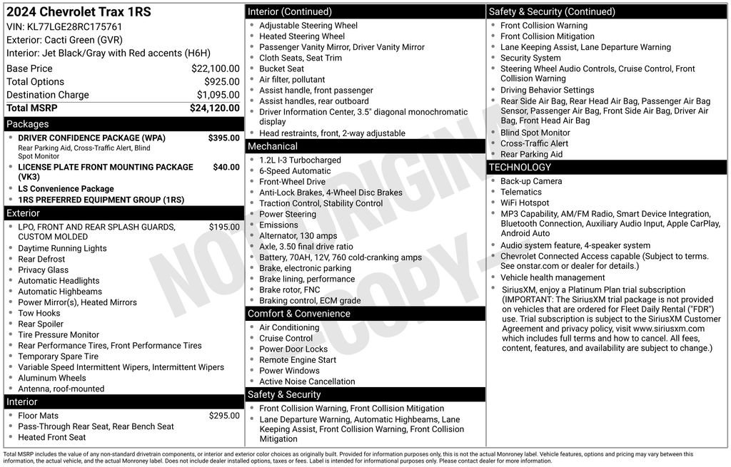 Certified 2024 Chevrolet Trax RS w/ Driver Confidence Package FWD image 12