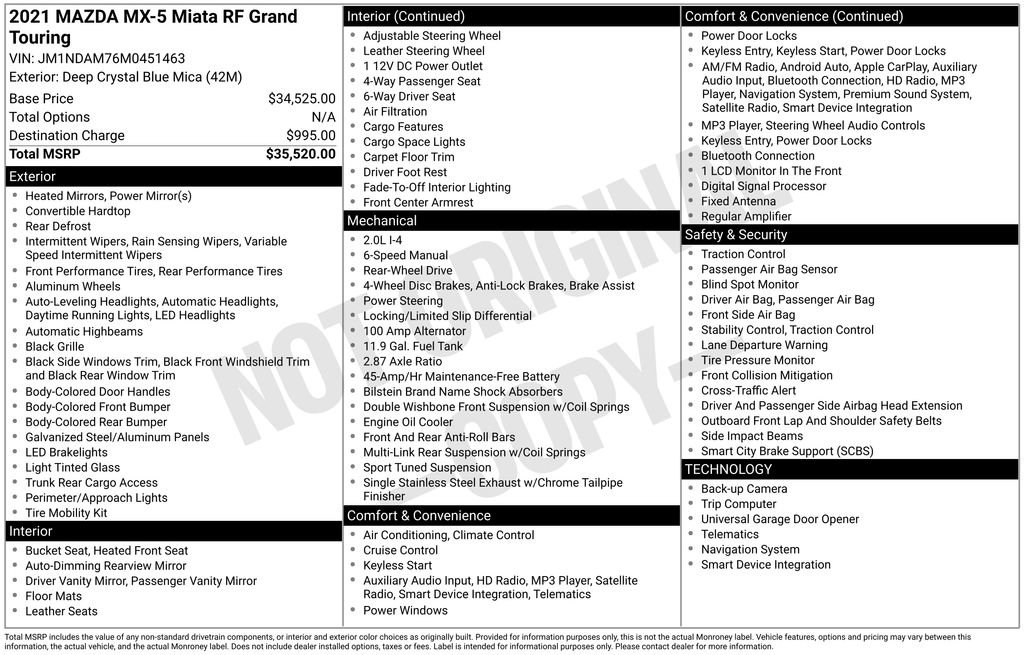 Used 2021 MAZDA MX-5 Miata RF Grand Touring image 6