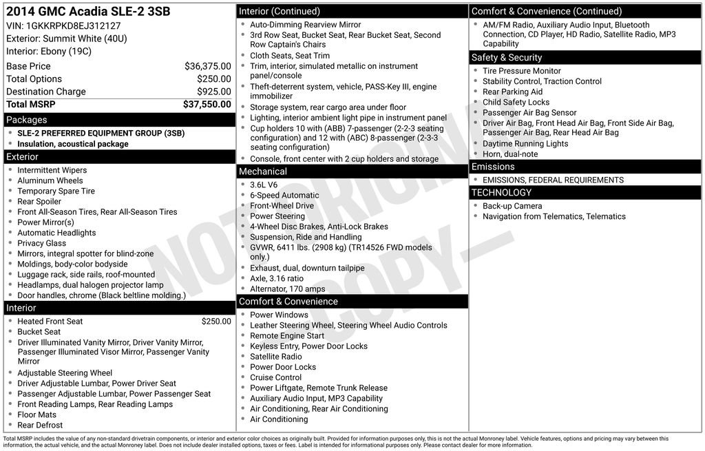 Used 2014 GMC Acadia SLE image 2