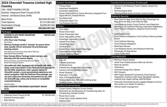 Used 2024 Chevrolet Traverse High Country AWD/4WD image 9