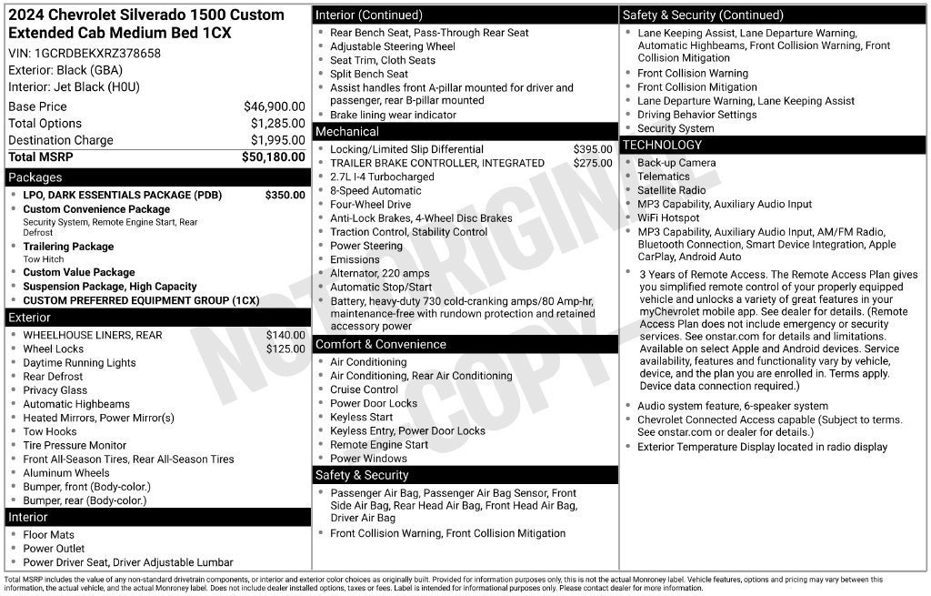Certified 2024 Chevrolet Silverado 1500 Custom w/ LPO, Dark Essentials Package AWD/4WD image 49