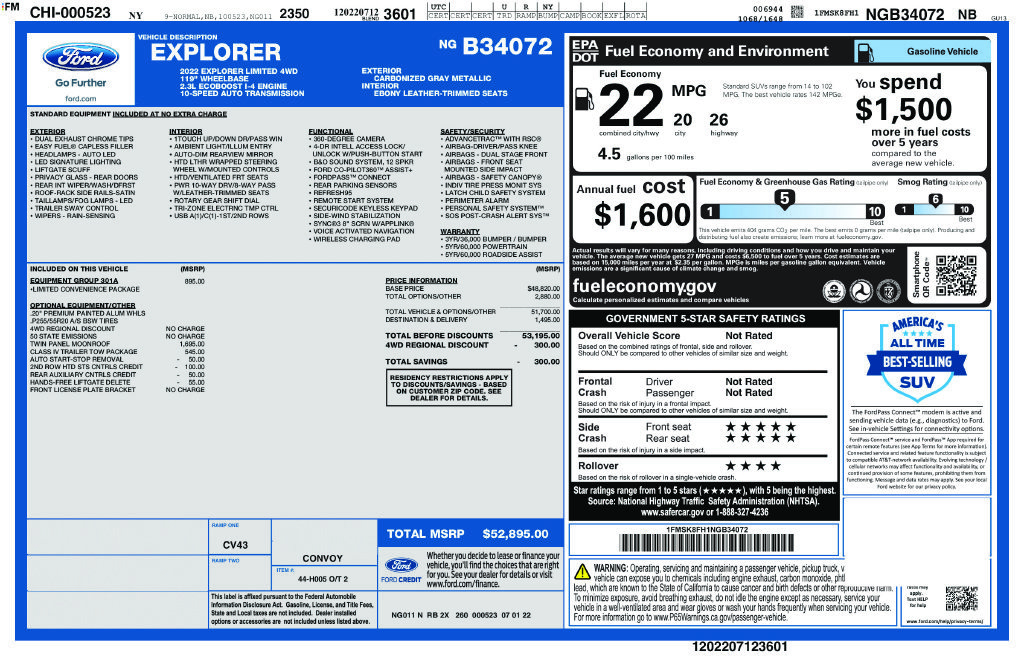 Used 2022 Ford Explorer Limited w/ Equipment Group 301A AWD/4WD image 2