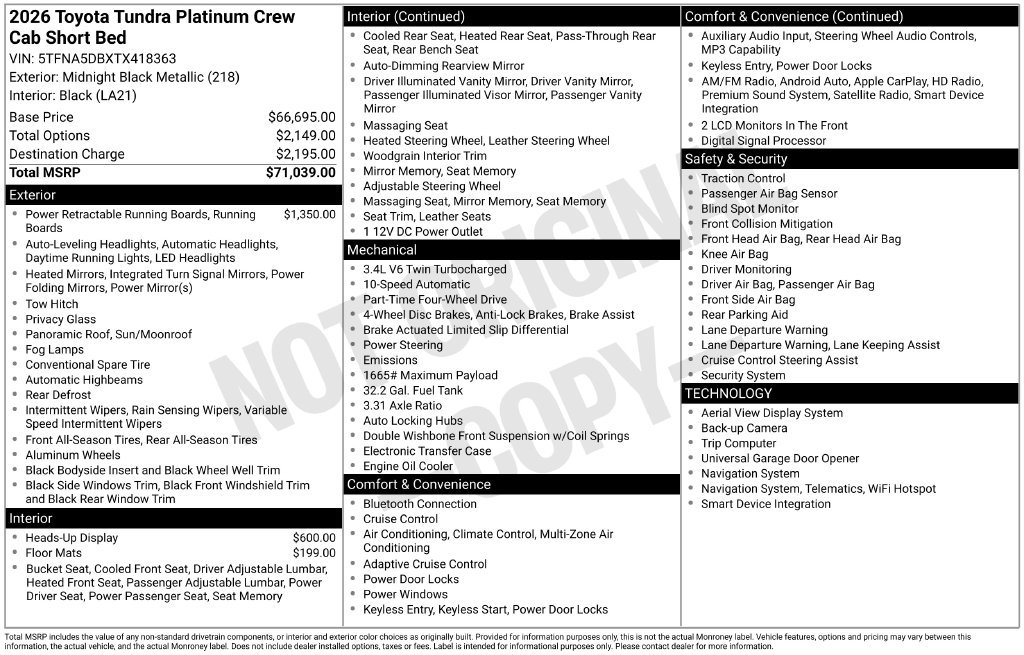 New 2026 Toyota Tundra Platinum AWD/4WD image 4