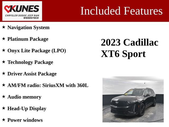Used 2023 Cadillac XT6 Sport w/ LPO, ONYX Package image 3