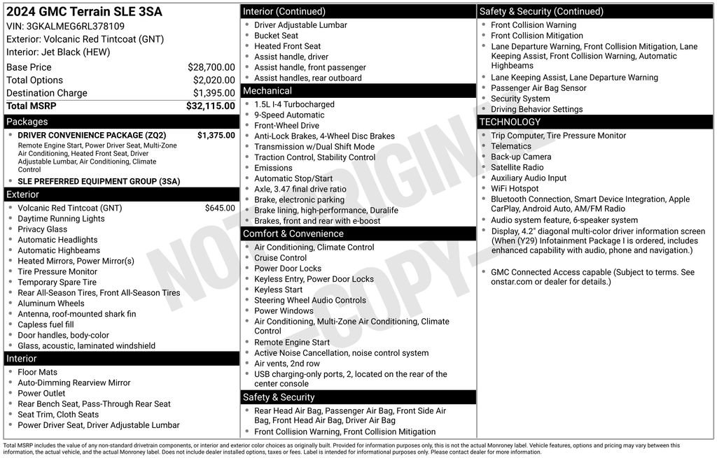 Used 2024 GMC Terrain SLE w/ Driver Convenience Package FWD image 60