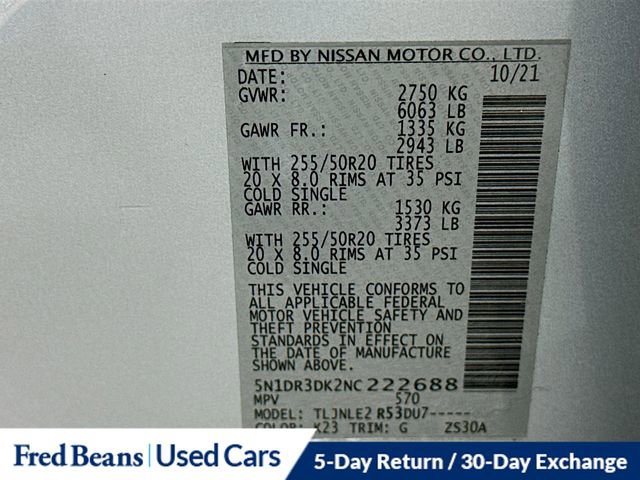 Used 2022 Nissan Pathfinder Platinum w/ Cargo Package image 37