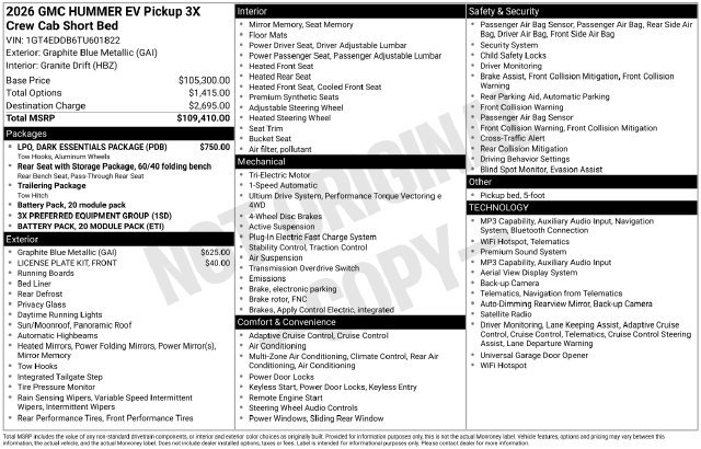 Certified 2026 GMC Hummer EV 4x4 Crew Cab w/ LPO, Dark Essentials Package image 47