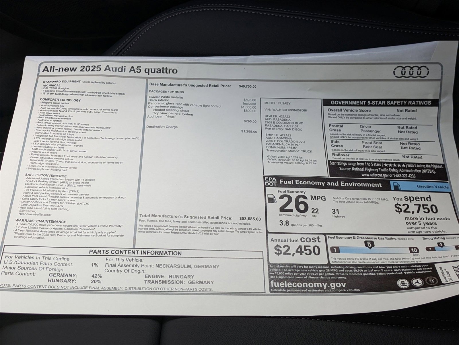 New 2025 Audi A5 2.0T Premium image 18