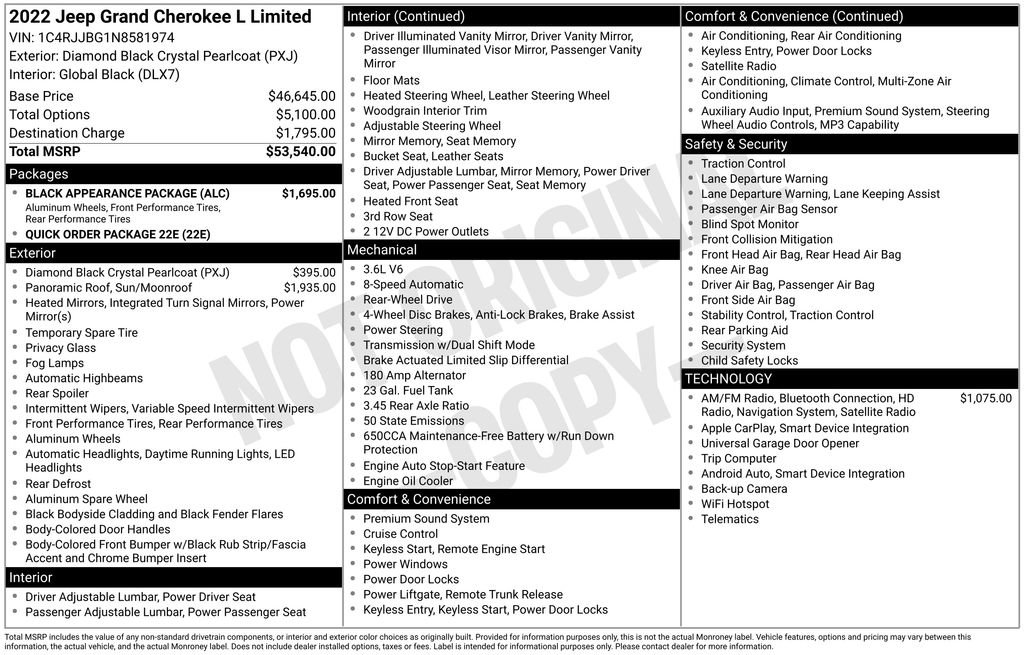 Used 2022 Jeep Grand Cherokee L Limited w/ Black Appearance Package RWD image 15