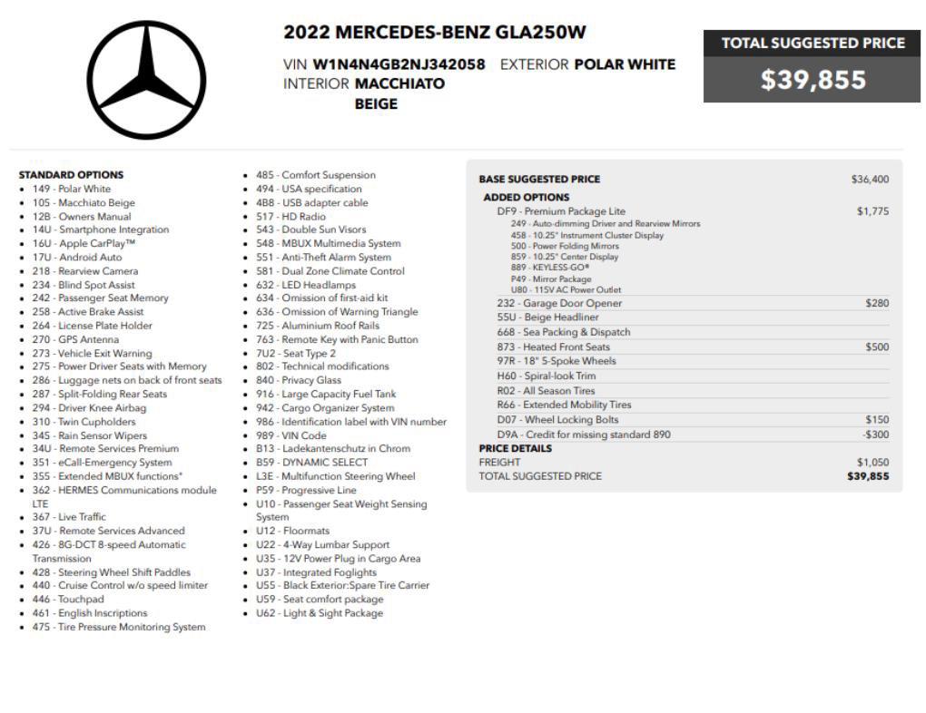 Used 2022 Mercedes-Benz GLA 250 w/ Premium Package Lite image 2