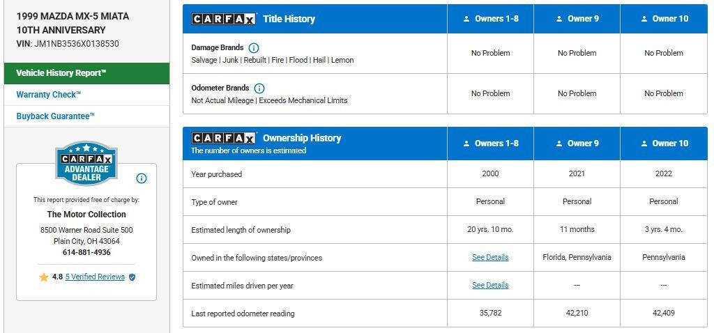 Used 1999 MAZDA MX-5 Miata image 11