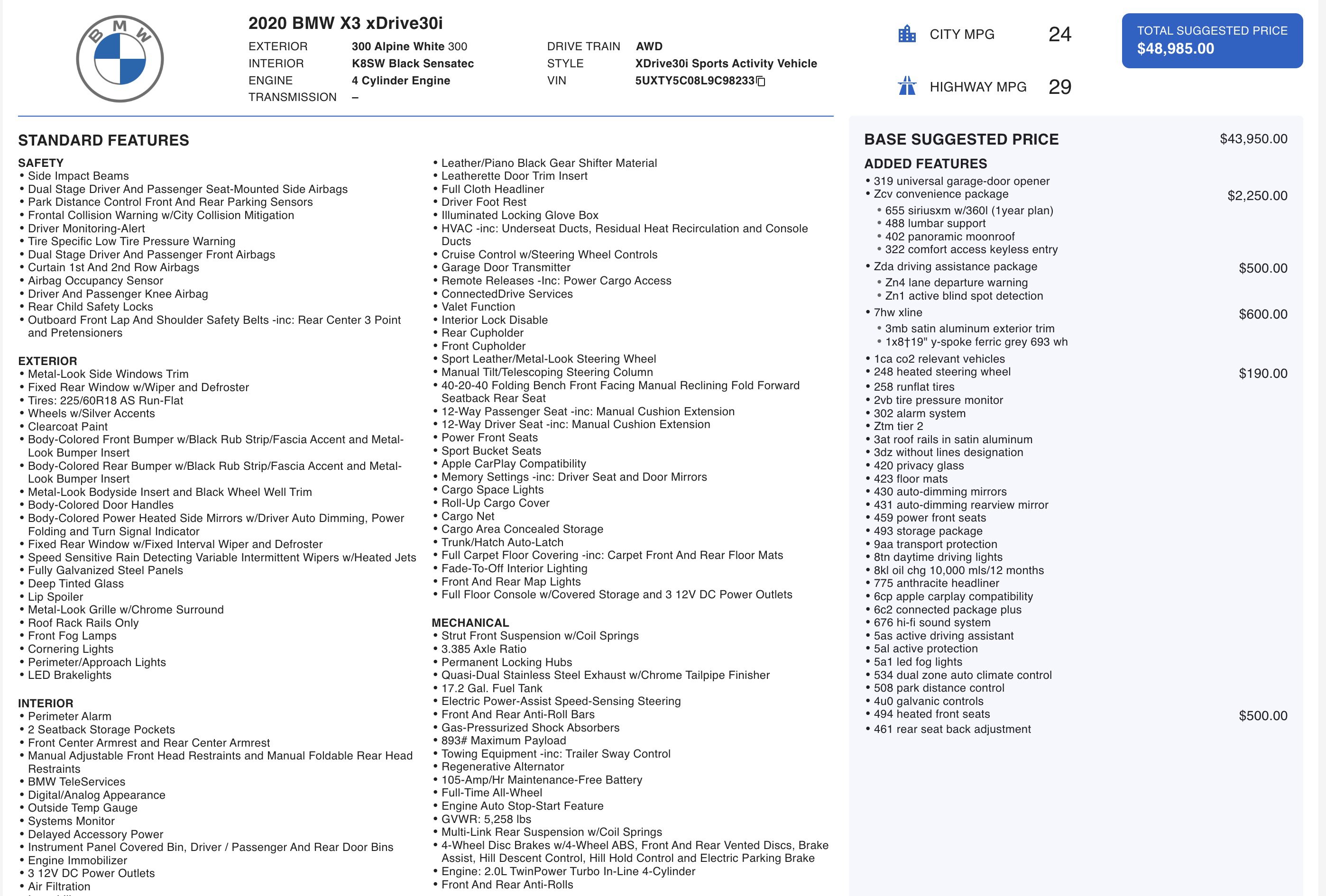 Used 2020 BMW X3 xDrive30i w/ Convenience Package image 5