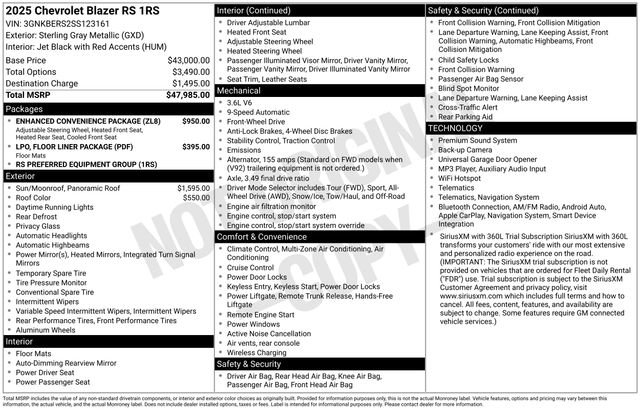Used 2025 Chevrolet Blazer RS w/ Enhanced Convenience Package FWD image 5