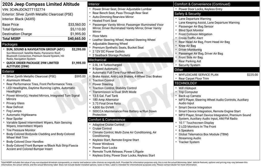New 2026 Jeep Compass Limited w/ Sun, Sound & Navigation Group AWD/4WD image 36