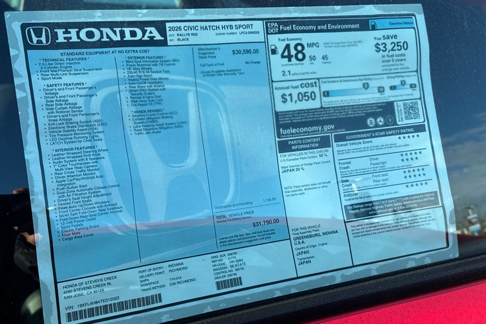 New 2026 Honda Civic Sport image 30