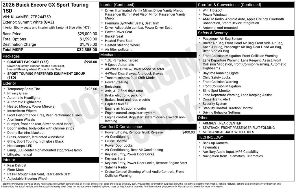 New 2026 Buick Encore GX Sport Touring w/ Comfort Package AWD/4WD image 4