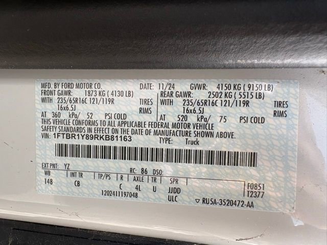 New 2024 Ford Transit 250 Low Roof w/ Load Area Protection Package RWD image 30