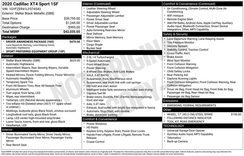 Used 2020 Cadillac XT4 Sport w/ Driver Awareness Package image 6