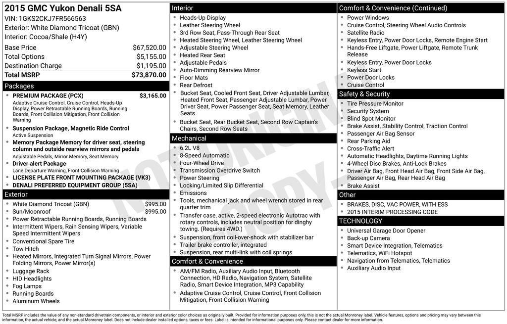 Used 2015 GMC Yukon Denali w/ Premium Package image 2