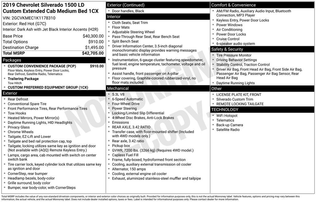 Used 2019 Chevrolet Silverado 1500 Custom w/ Custom Convenience Package AWD/4WD image 7