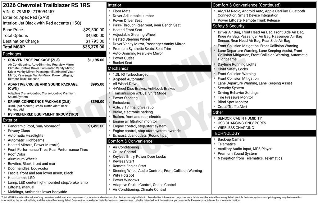 New 2026 Chevrolet TrailBlazer RS w/ Convenience Package AWD/4WD image 26