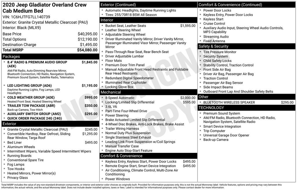 Used 2020 Jeep Gladiator Overland image 37