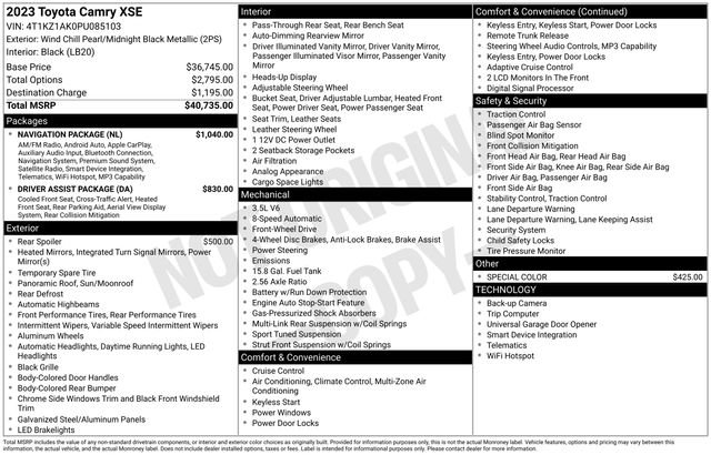 Used 2023 Toyota Camry XSE w/ Navigation Package FWD image 5