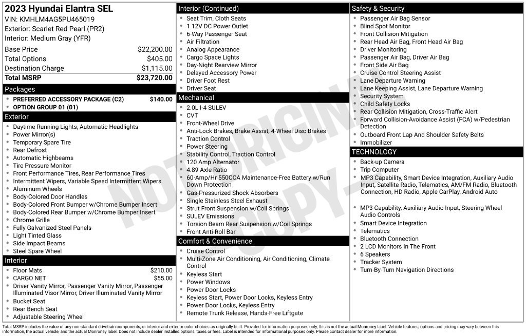 Used 2023 Hyundai Elantra SEL w/ Preferred Accessory Package FWD image 3