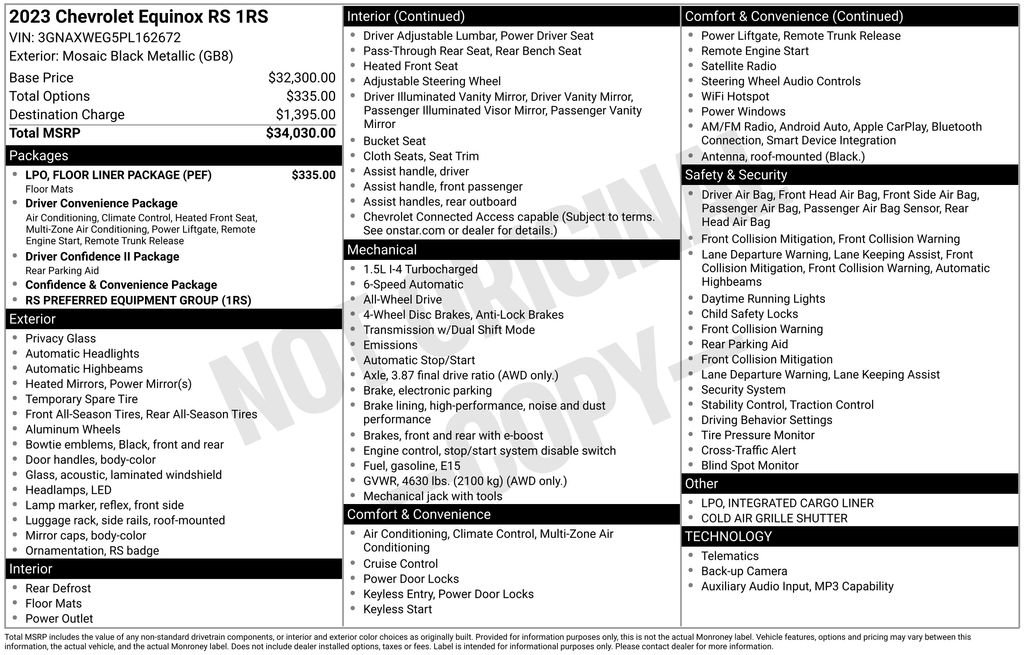 Used 2023 Chevrolet Equinox RS w/ LPO, Floor Liner Package AWD/4WD image 12